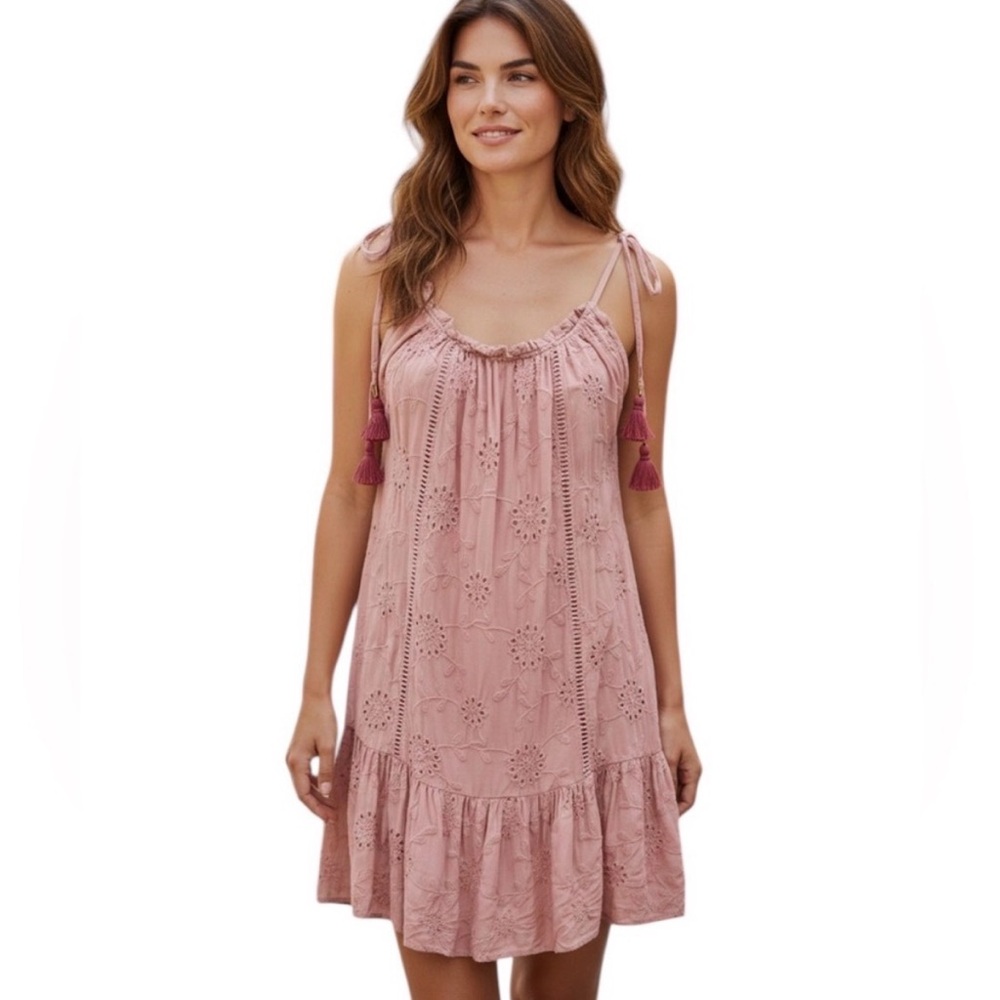 Maaji Magnolia Eyelet Dress with Tassels REVOLVE Blush | Rose Sz M